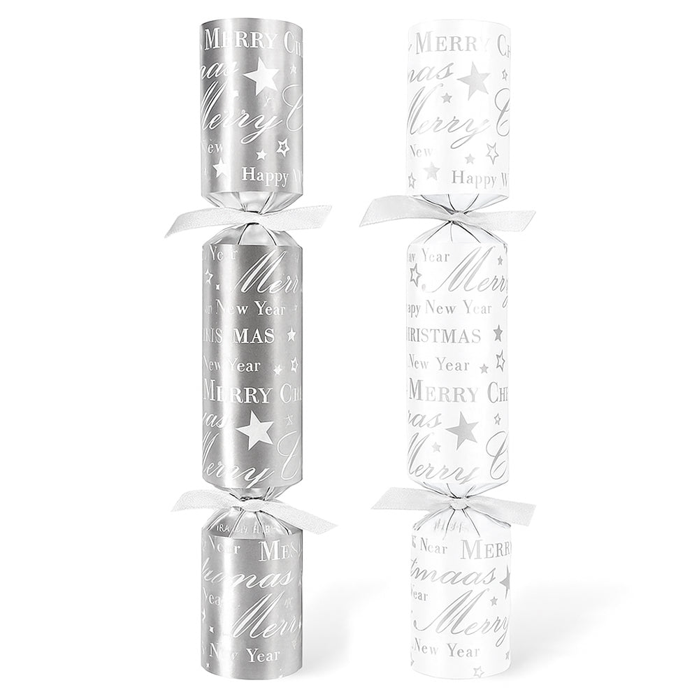 Silver Merry Christmas Crackers - 10" -  Plastic Free - Each