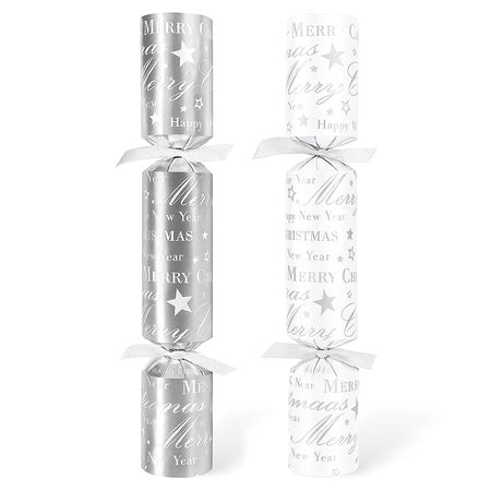 Silver Merry Christmas Crackers - 10