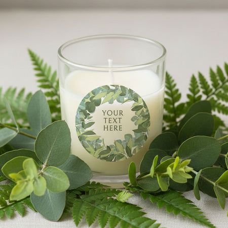 Botanical Leaves Personalised Unscented Candle In Glass Holder - 6.5cm