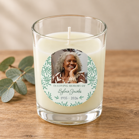 Personalised Memorial Photo Unscented Candle in Glass Holder - 6.5cm