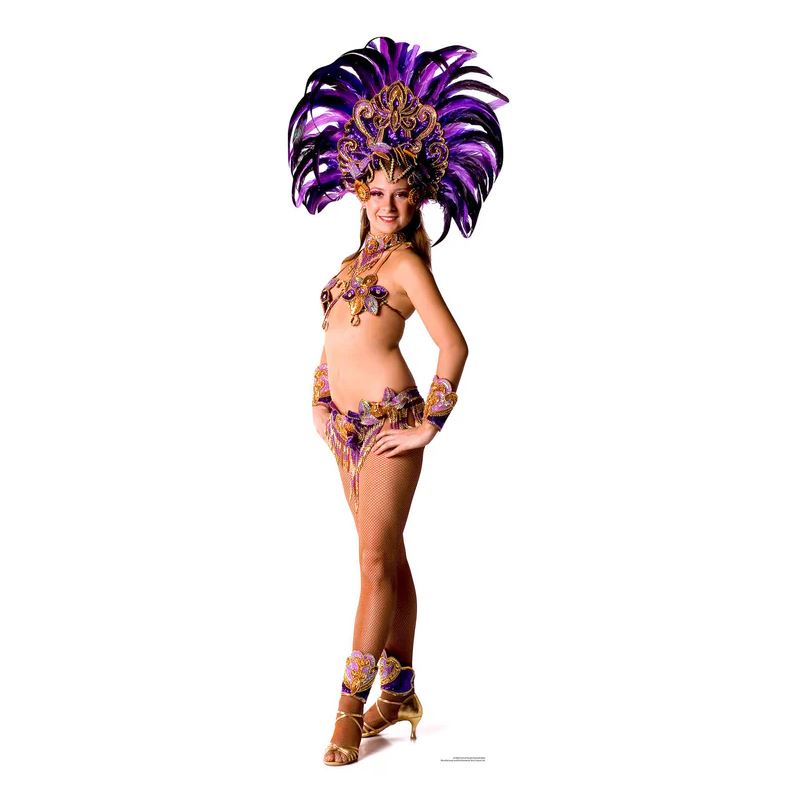 Carnival Purple Peacock Babe Cardboard Cutout - 1.94m