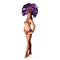 Carnival Purple Peacock Babe Cardboard Cutout - 1.94m