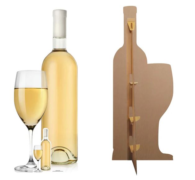 Glass and White Wine Bottle Cutout - 89cm