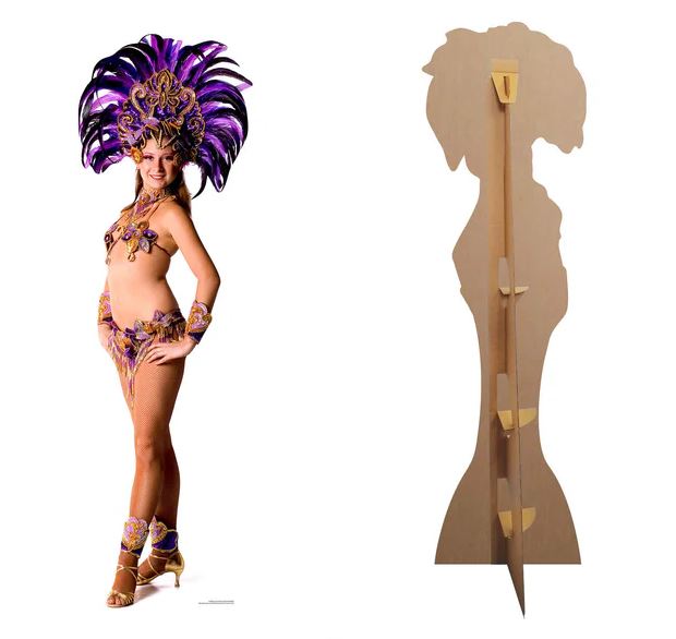 Carnival Purple Peacock Babe Cardboard Cutout - 1.94m