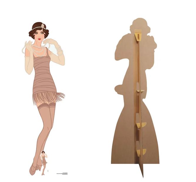 Gatsby 1920's Flapper Girl in Beige Cardboard Cutout - 1.77m
