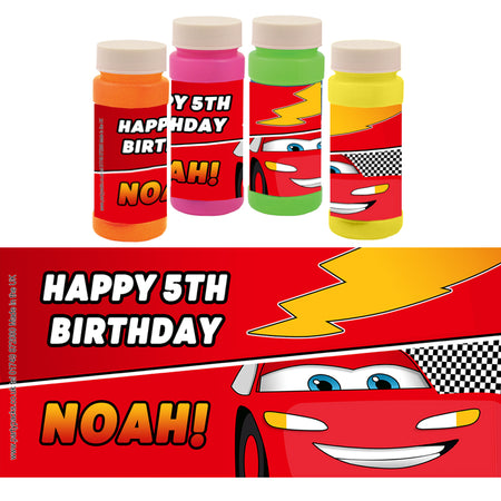 Personalised Bubbles - Lightning Cars - Pack of 8
