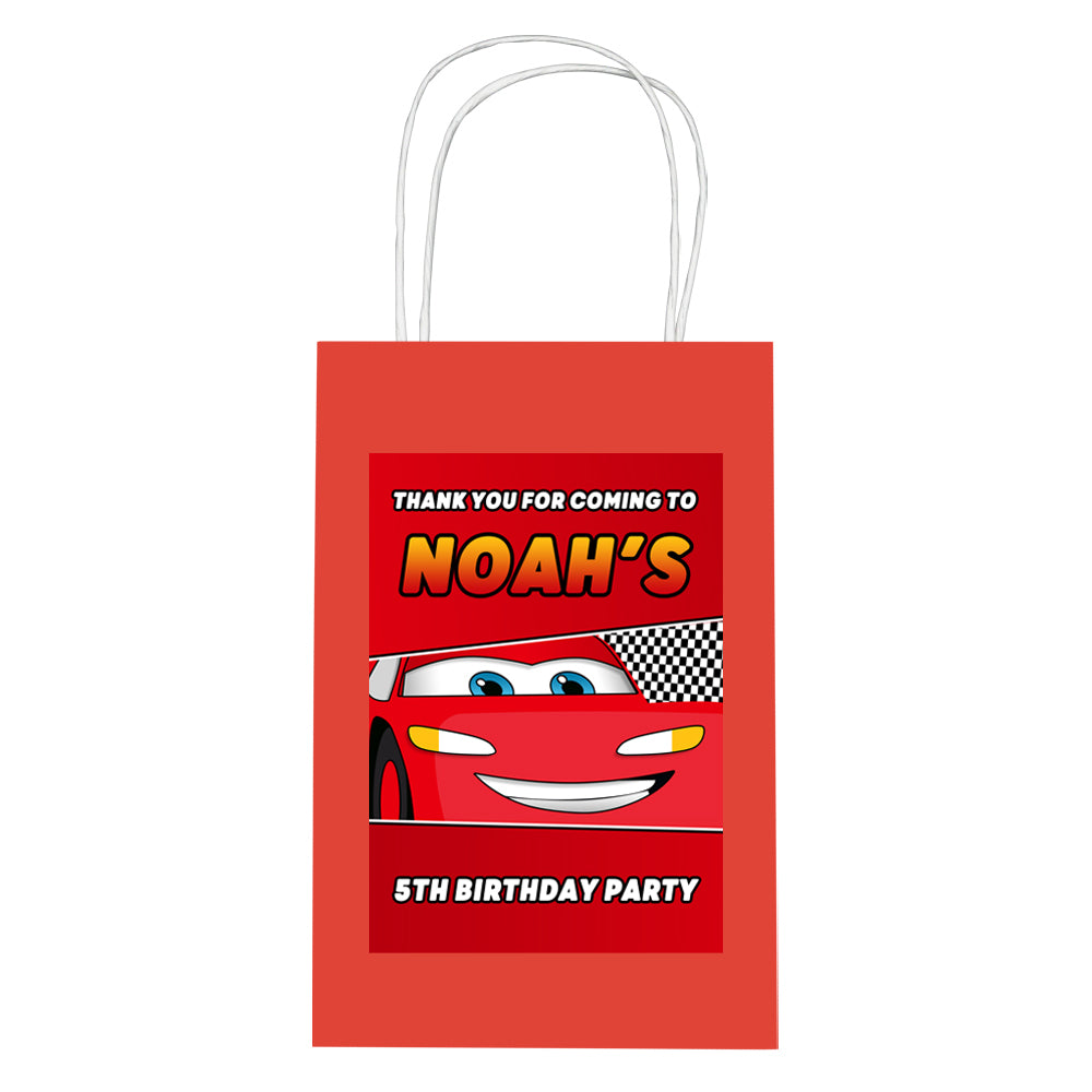 Personalised Lightning Cars Paper Party Bags - Pack of 12