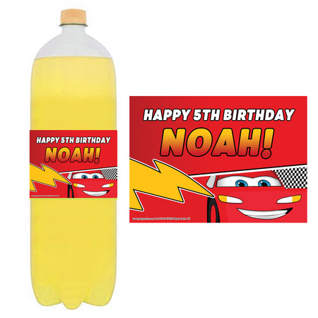 Lightning Cars Personalised Drinks Bottle Labels - Pack of 4