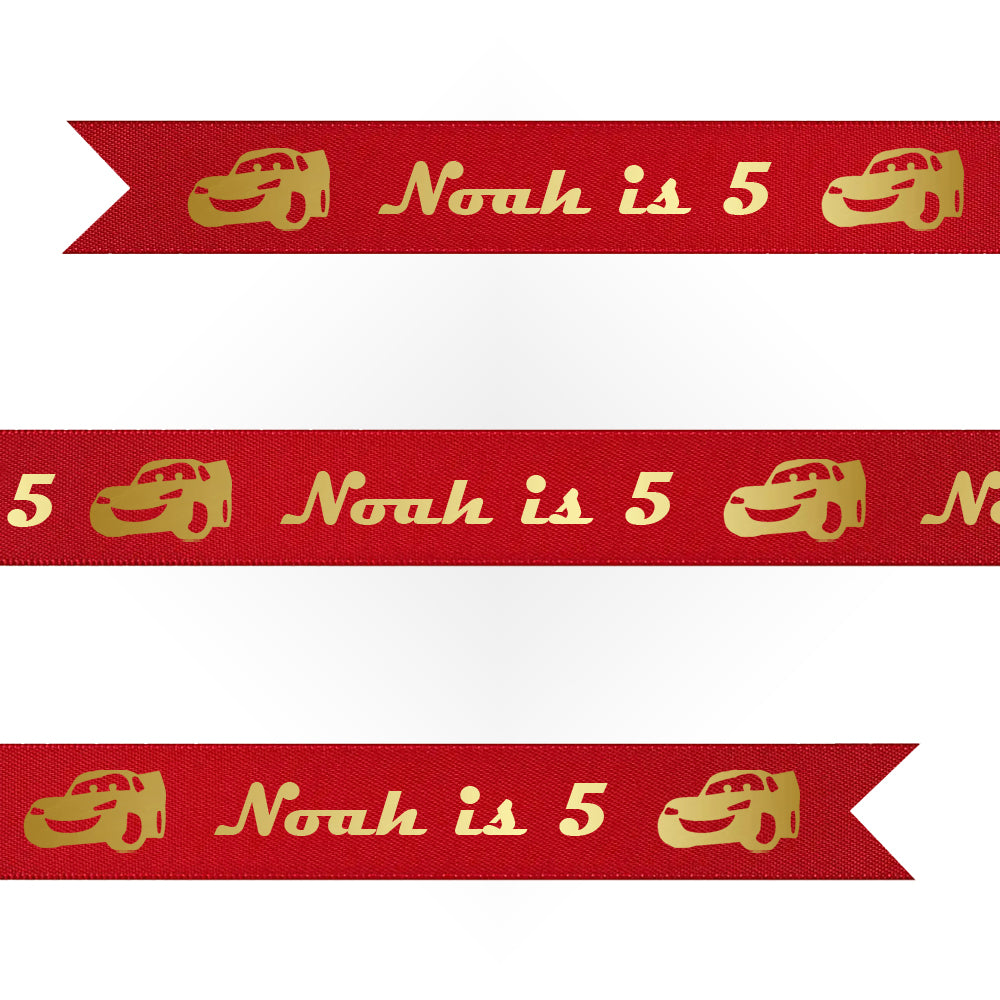 Lightning Cars Personalised Ribbon - 1 Metre | Party Packs