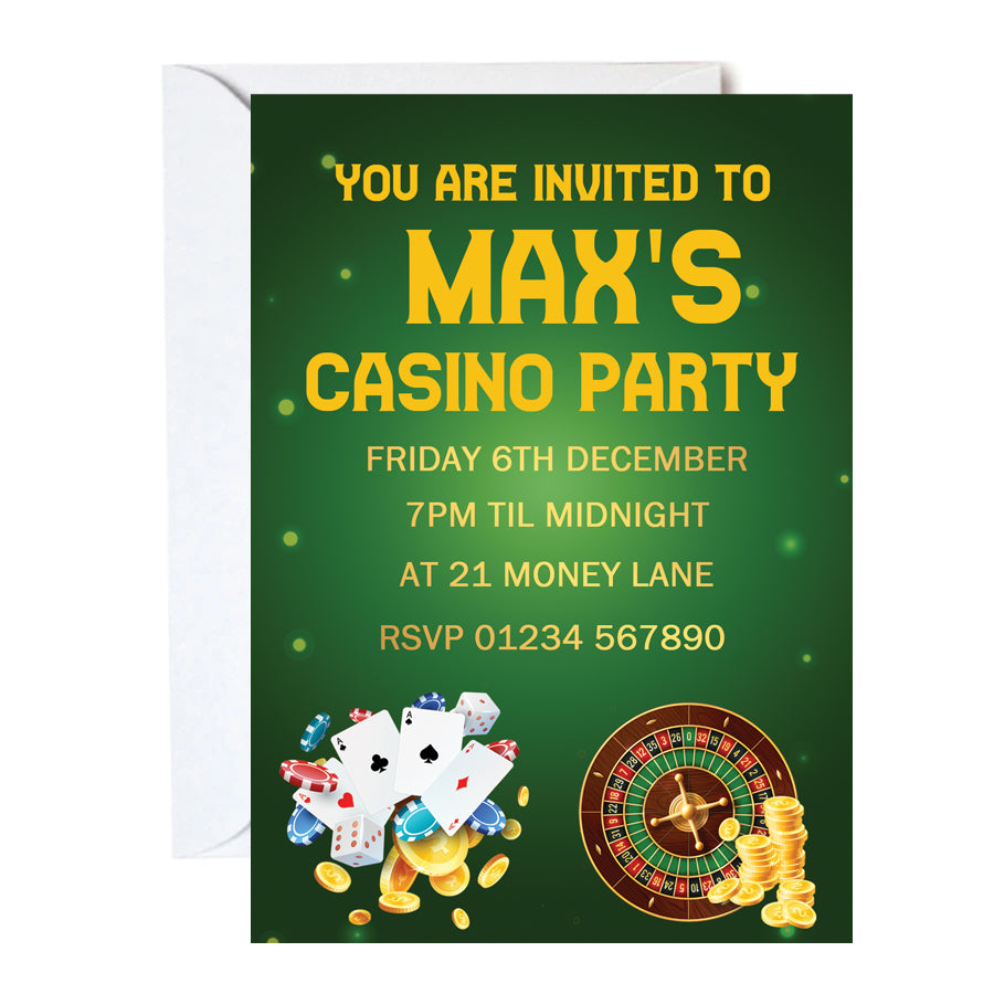 Casino Personalised Invites - Pack of 16