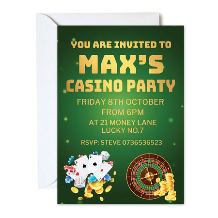 Casino Personalised Invitations - Pack of 16