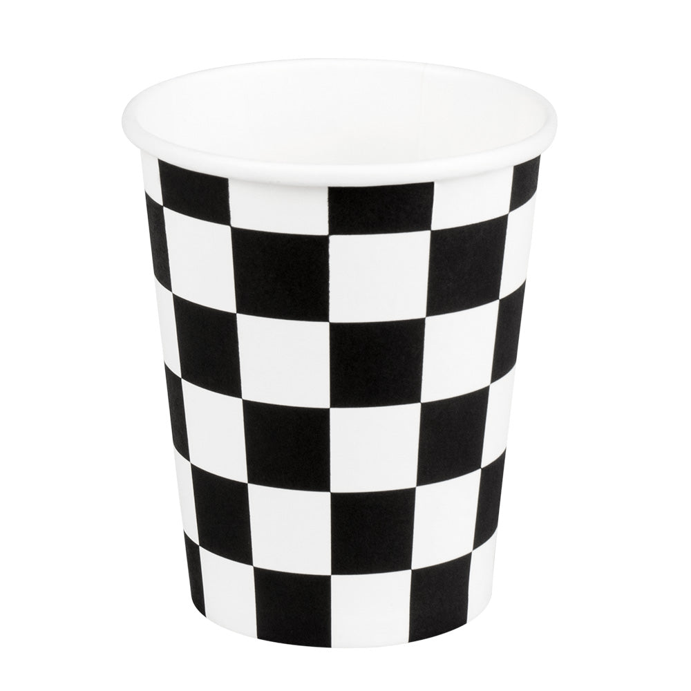 Black and White Checkered Cups - 210ml - Pack of 10