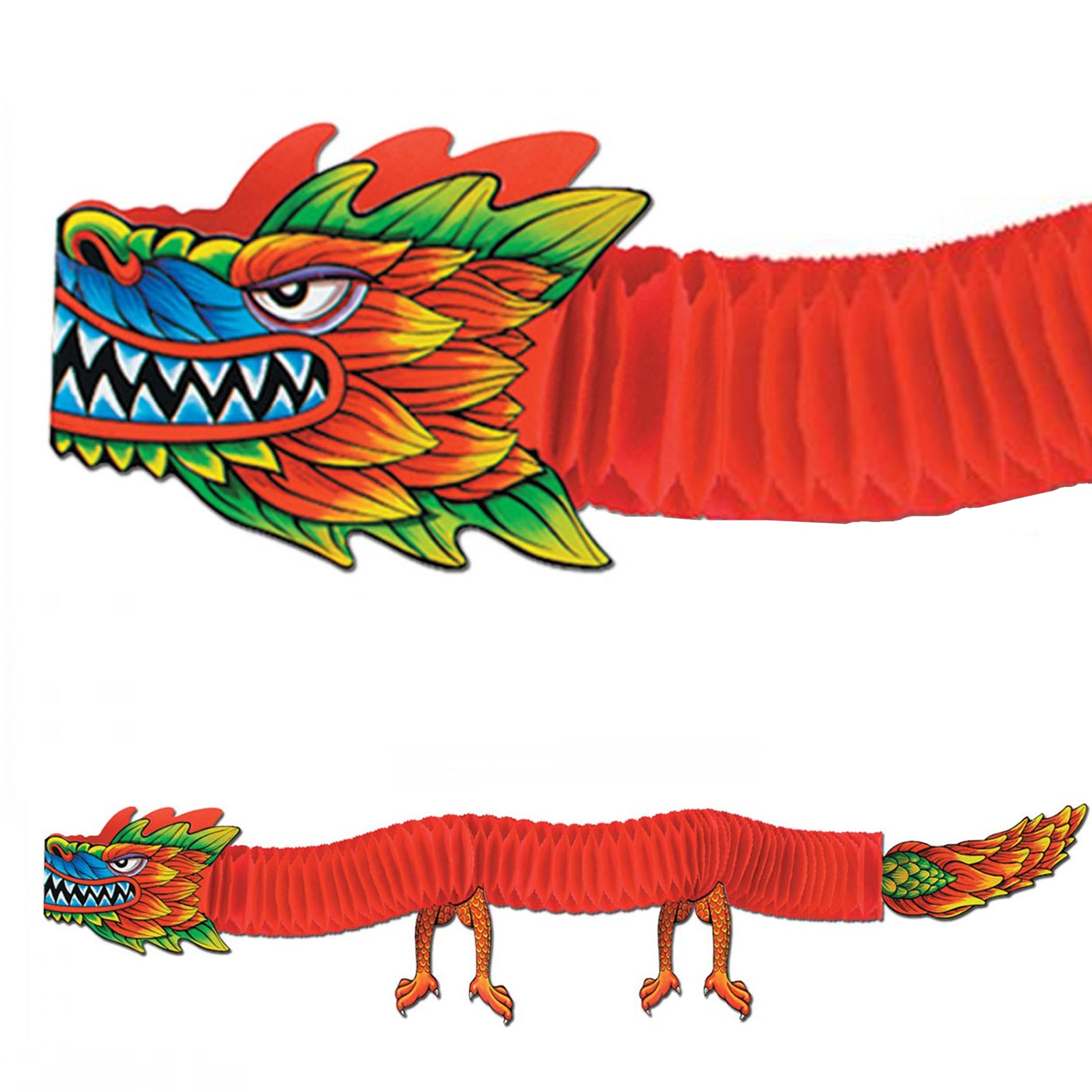 Chinese Dragon 3D Hanging Tissue Decoration - 1.8m