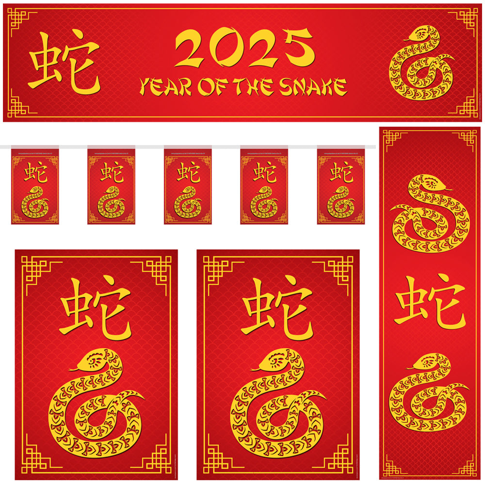 Chinese New Year of the Snake 2025 Paper Decoration Party Pack