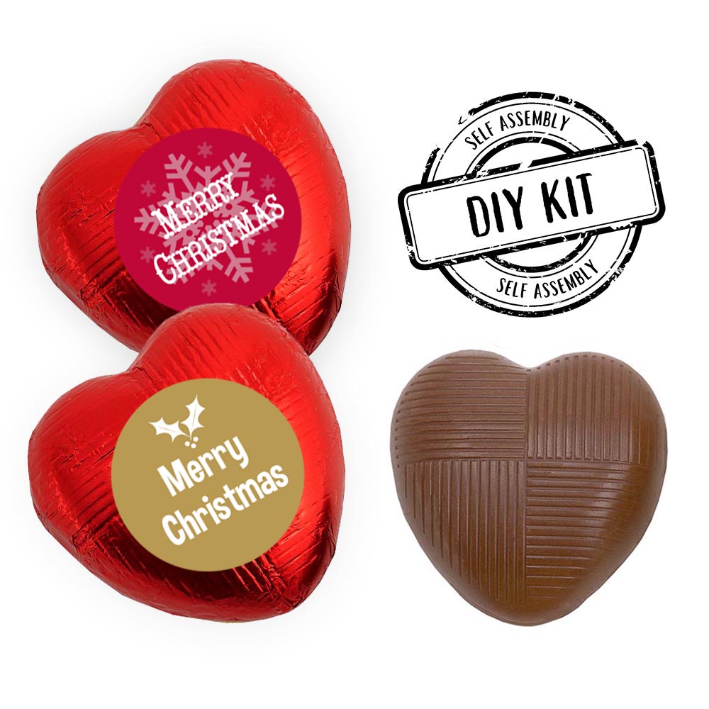 Christmas Heart Chocolates Kit - Red- Pack 24