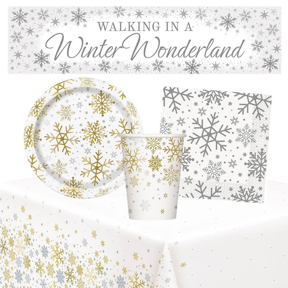 Christmas Snowflakes Tableware Pack For 8 People With FREE Banner