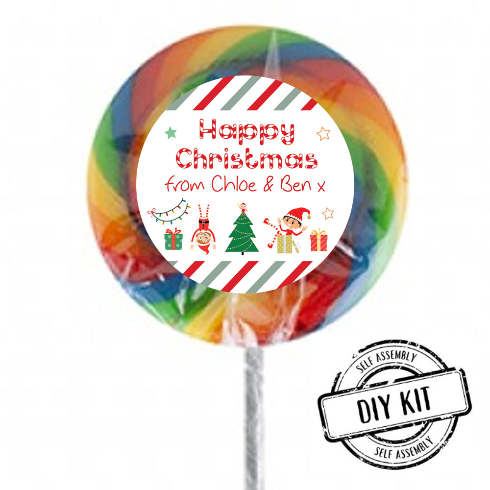 Mischievous Elf Christmas Personalised Lollipop Kit - Pack of 15