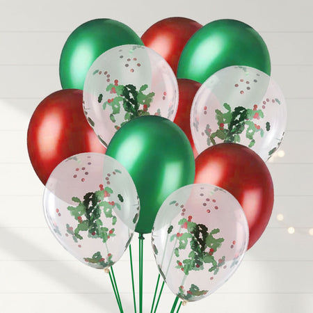Christmas Holly Latex Balloons - Pack of 21
