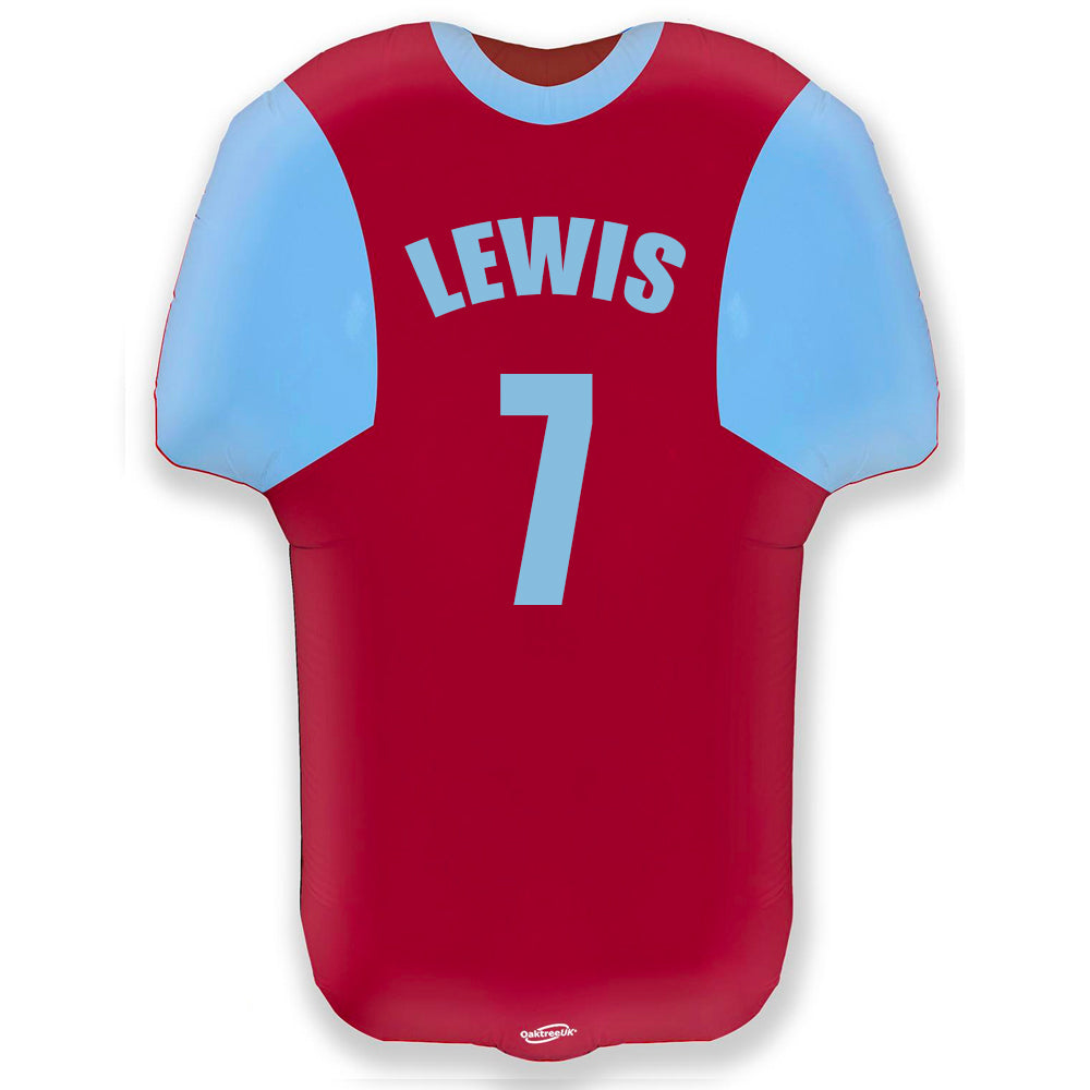 Personalised Inflated Claret and Blue Sports Shirt Foil Balloon in a Box - 20"