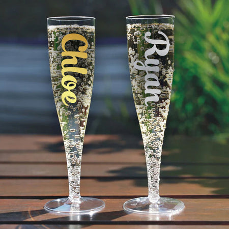 Clear Personalised Name Champagne & Prosecco Flute Glass - Choose Your Text Colour - 175ml - Each