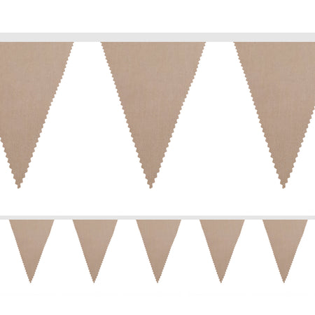 Coffee Beige Fabric Pennant Bunting - 24 Flags - 8m