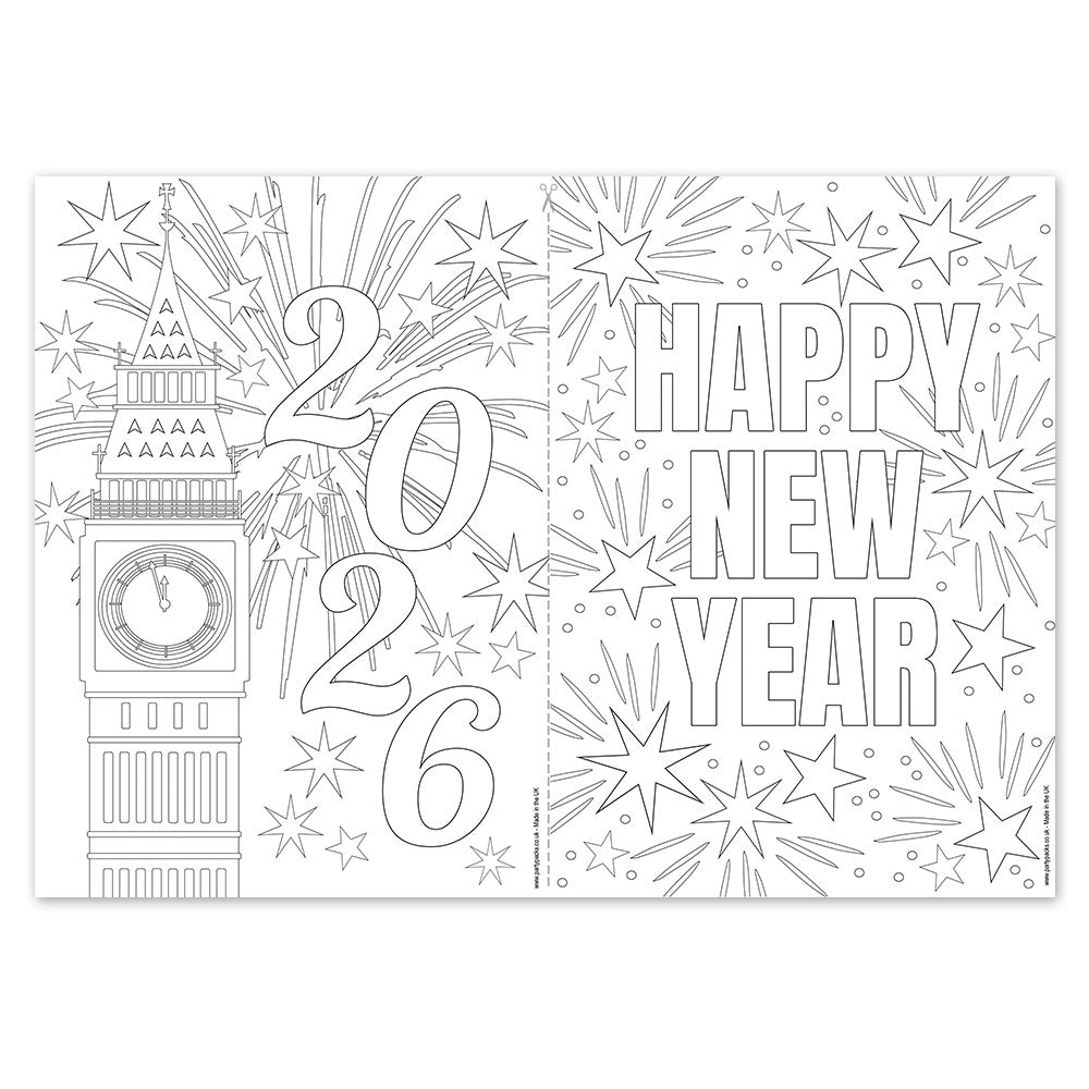 New Year's Eve Big Ben and Happy New Year Colouring In Sheet - A4