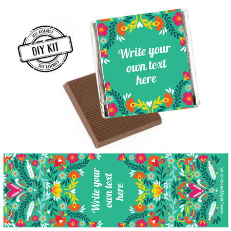 Colourful Boho Personalised Square Chocolates - Pack of 16