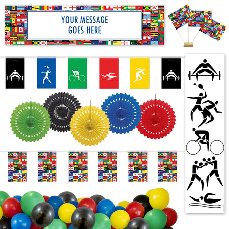 Commonwealth Multi Country Decoration Party Pack with Personalised Banner