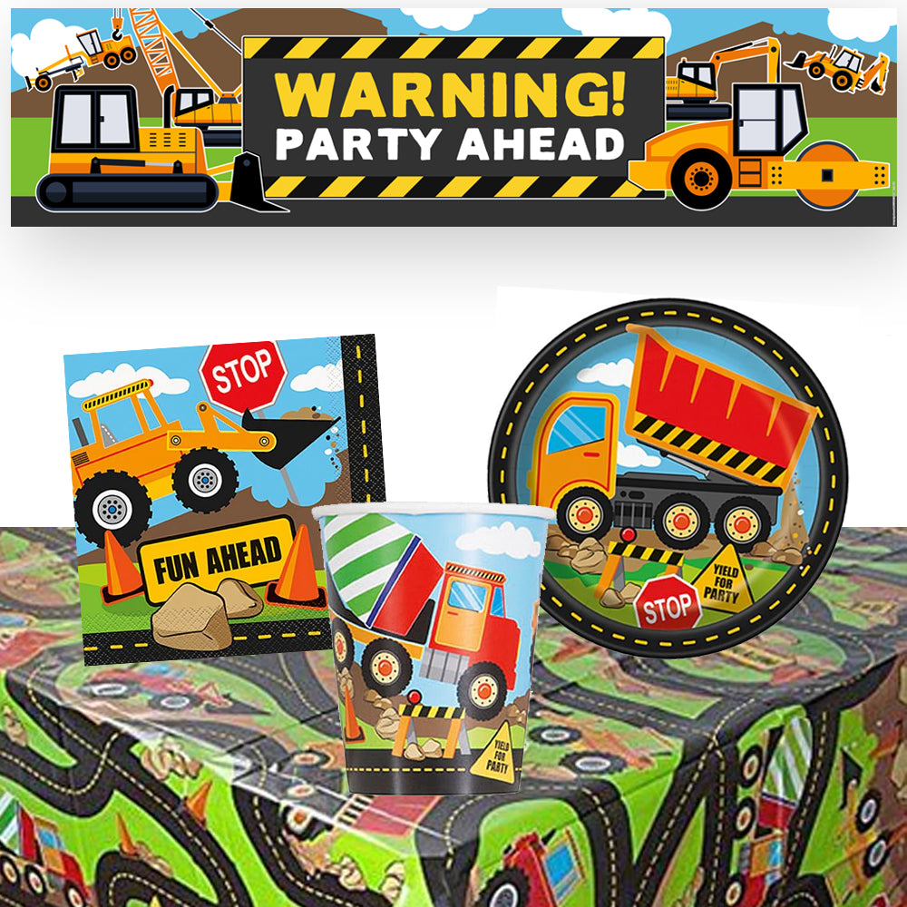 Trucks And Diggers Party Pack For 8 with FREE Banner!