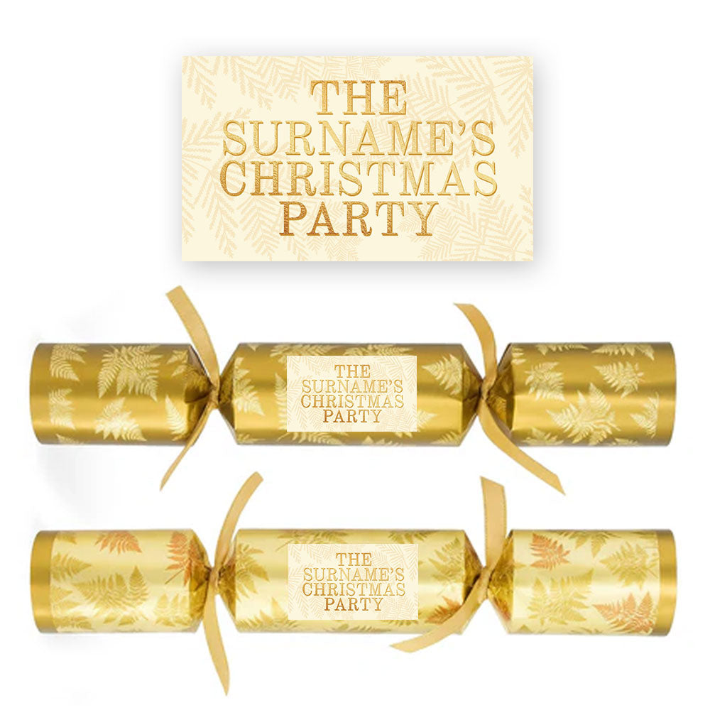 Christmas Cracker Name Stickers - Gold Botanical - Sheet of 21