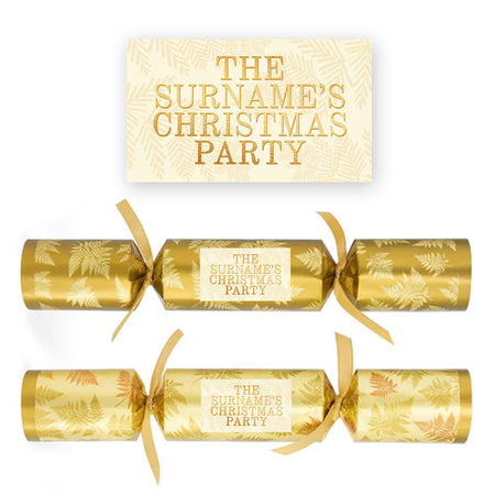 Christmas Cracker Name Stickers - Gold Botanical - Sheet of 21