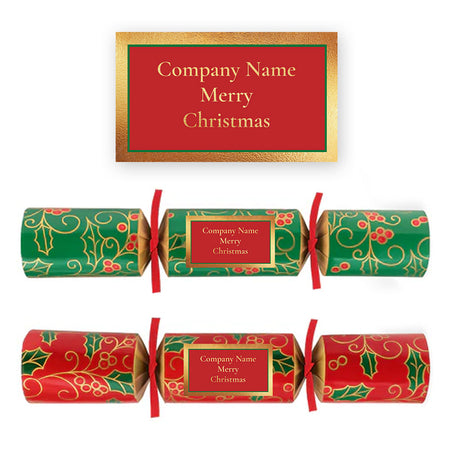Personalised Red and Green Christmas Cracker Labels - Sheet of 21