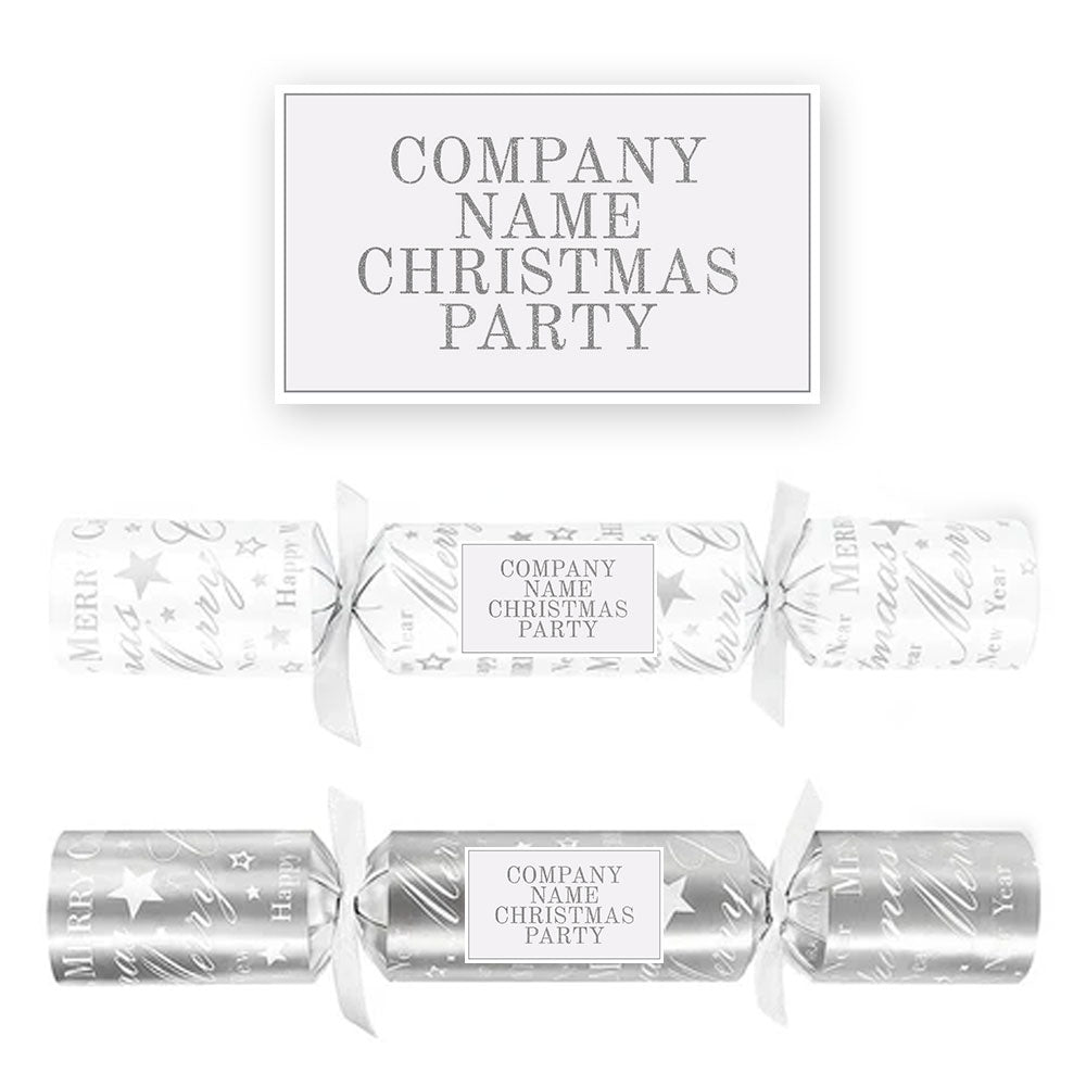 Personalised Silver & White Christmas Cracker Stickers - Sheet of 21
