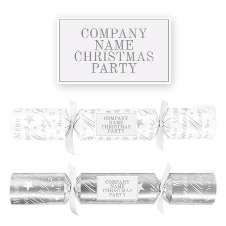 Personalised Silver & White Christmas Cracker Stickers - Sheet of 21
