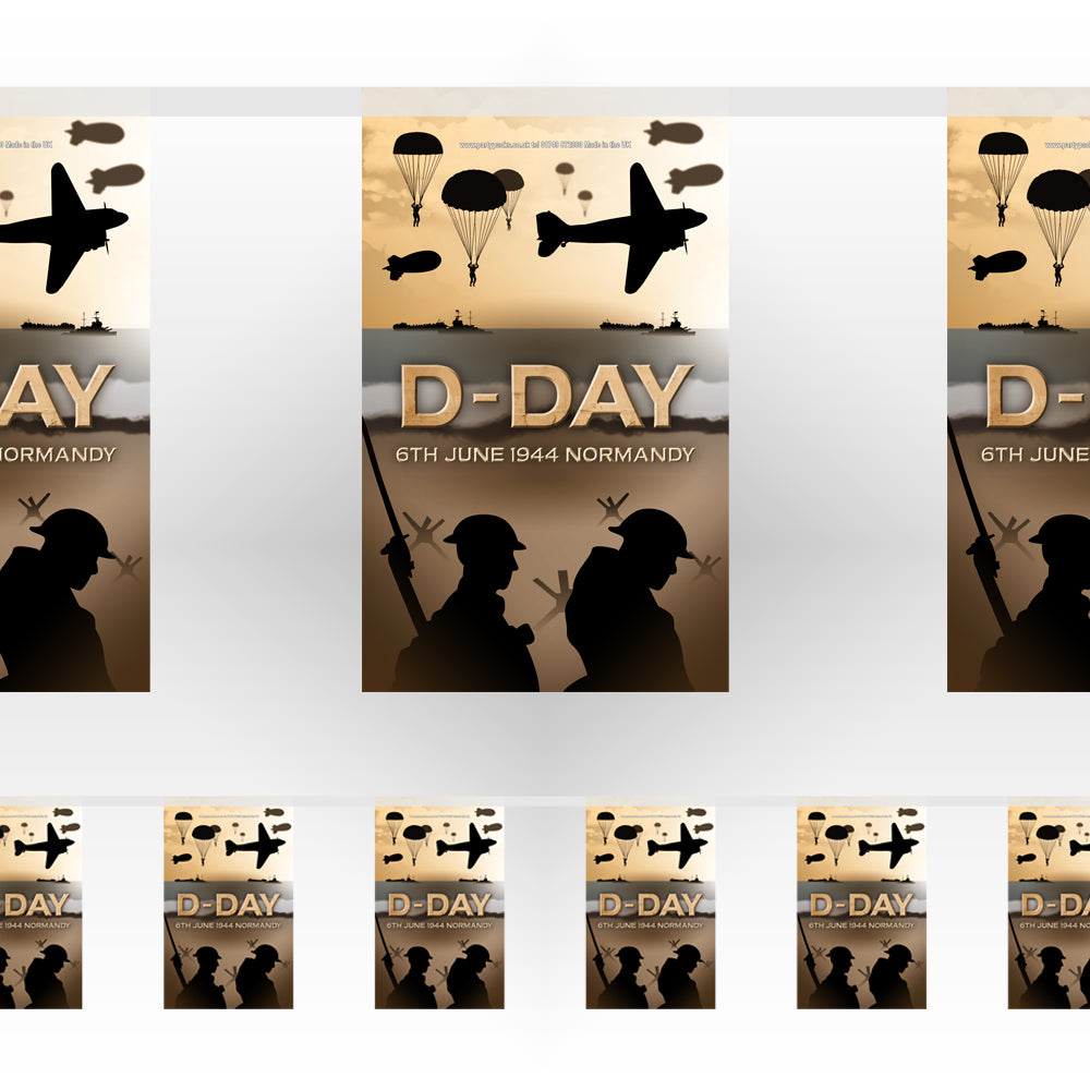 D-Day Anniversary Paper Flag Bunting Decoration - 2.4m