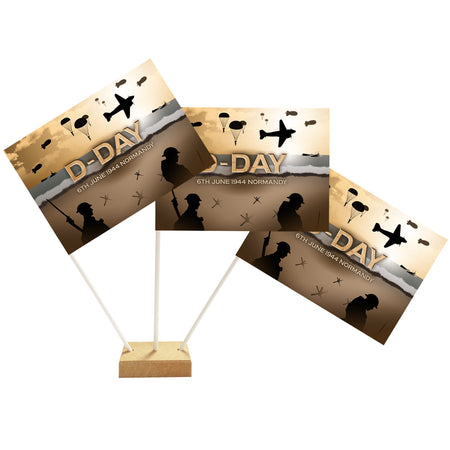 D-Day Anniversary Paper Table Flags - 15cm on 30cm Pole - Each