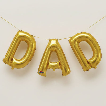 DAD Father's Day Gold Air-Fill Letter Foil Balloons - 16