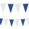 Blue and White Fabric Pennant Bunting - 24 Flags - 8m