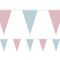 Blue and Pink Fabric Pennant Bunting - 24 Flags - 8m
