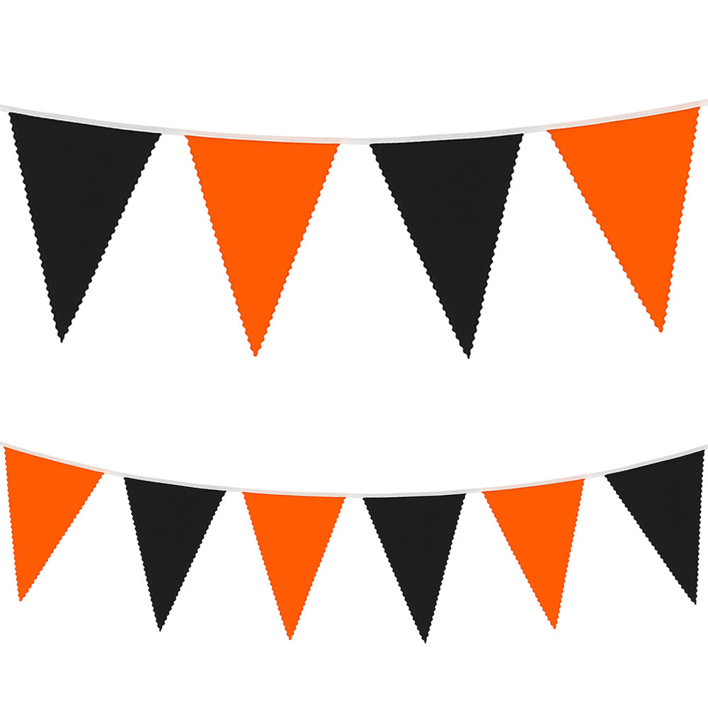 Black and Orange Halloween Fabric Pennant Bunting - 24 Flags - 8m