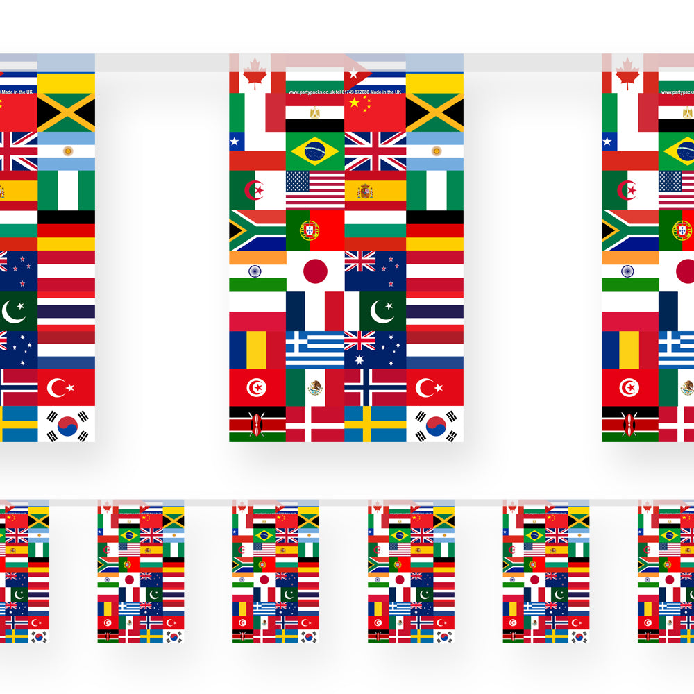 International Multi Country Paper Flag Bunting - 2.4m