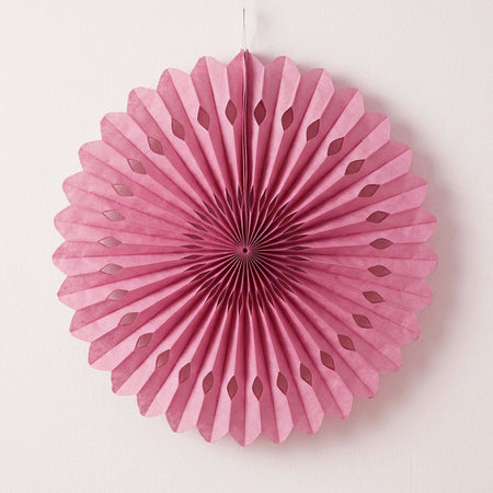 Pink Hanging Paper Fan Decoration - 40.6cm