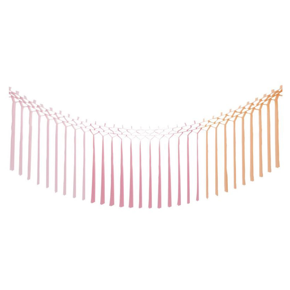 Peach & Light Pink Macrame Tissue Tassel Garland - 6 ft