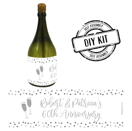 Diamond 60th Anniversary Personalised Mini Champagne Bubbles - Pack of 16