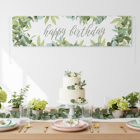 Botanical Leaves Happy Birthday Banner - 1.2m