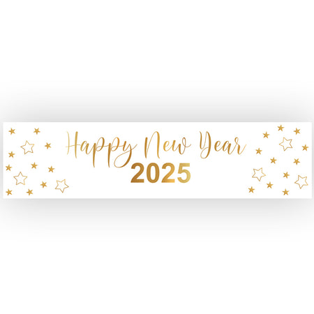 Happy New Year 2025 Gold Stars Banner Decoration - 1.2m