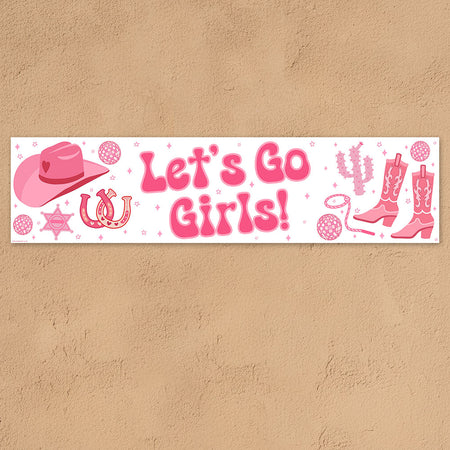 Pink Cowgirl Wild West Paper Banner - 1.2m