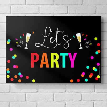 Neon New Year 'Let's Party' Poster Decoration - A3