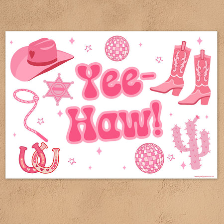 Pink Cowgirl Wild West Poster - A3