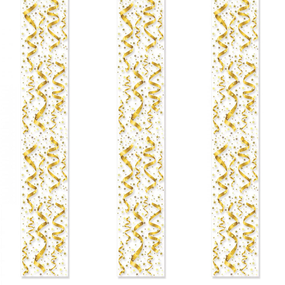 Gold Confetti Hanging Backdrop Decorations - 1.8m - Pack of 3